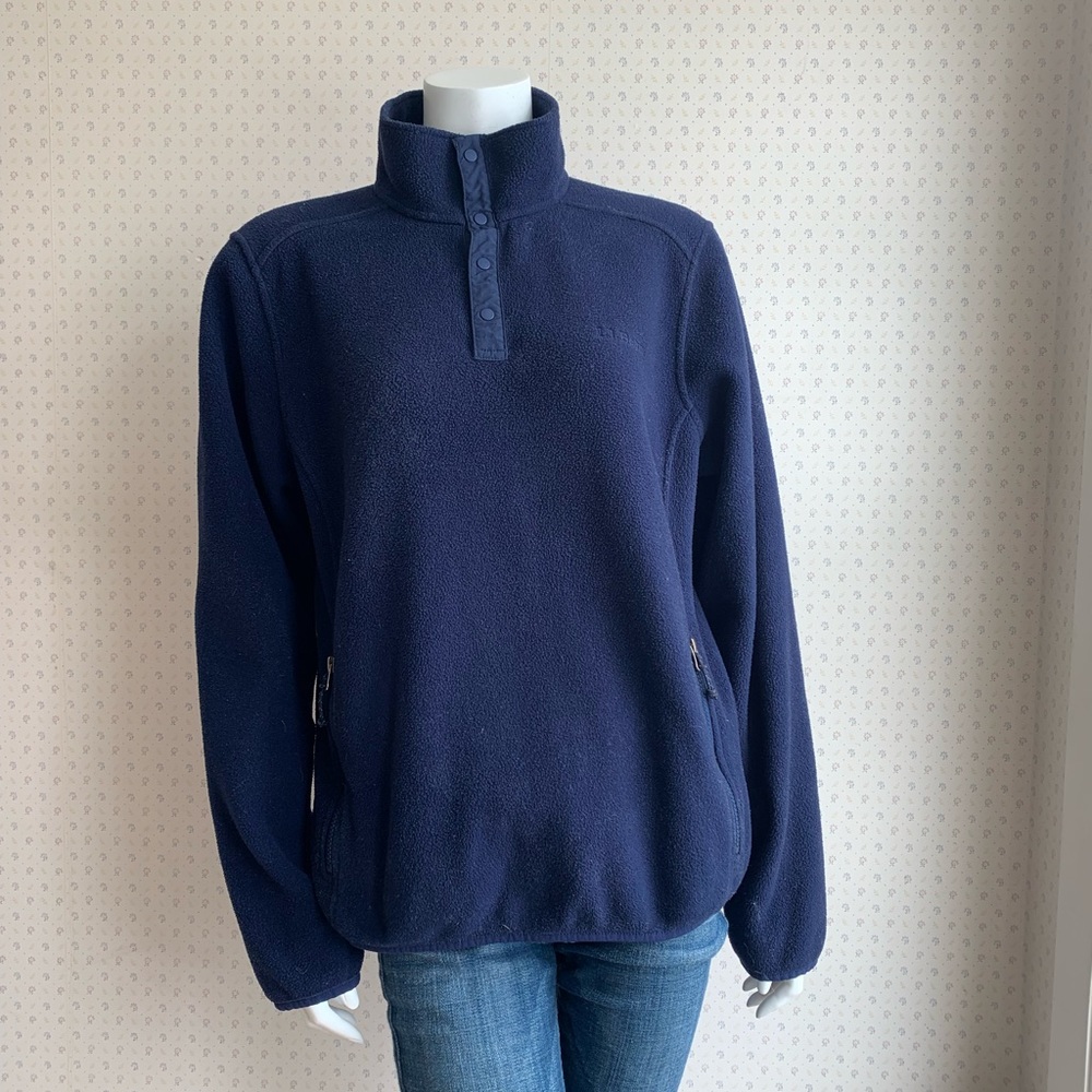 LL Bean Classic Fleece Quarter Snap Pullover sz Medium PW5